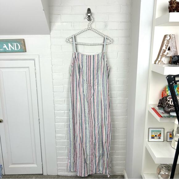 Old Navy Multi Stripe Sleeveless Linen Blend Shift Maxi Dress Size XL Tall - Picture 3 of 15